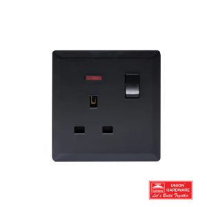 SWITCHED 13A SOCKET WITH NEON BLACK