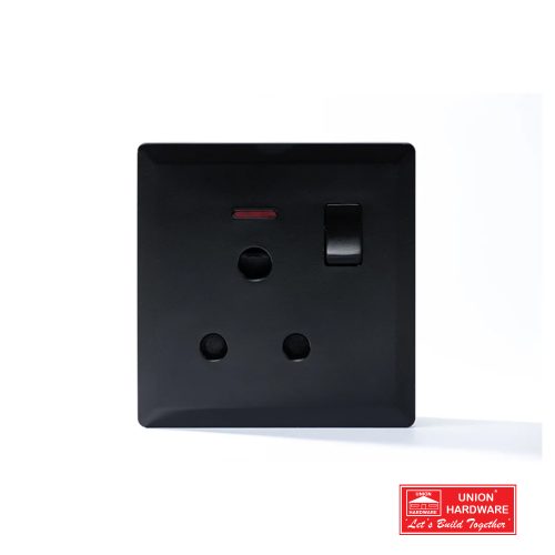 SWITCHED 15A SOCKET WITH NEON BLACK
