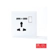 SWITCHED 3 PIN UNIVERSAL SOCKET 2USB POR