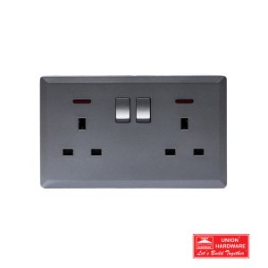 SWITCHED DOUBLE 13A SOCKET WITH NEON SIL