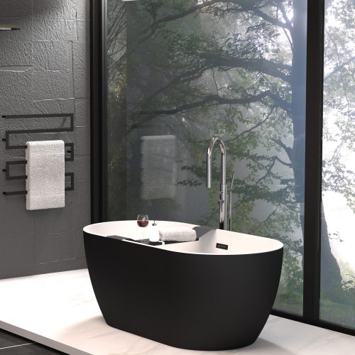 ASP ZALA 1 PC MT BLK FREE STANDING BATH 1440X570
