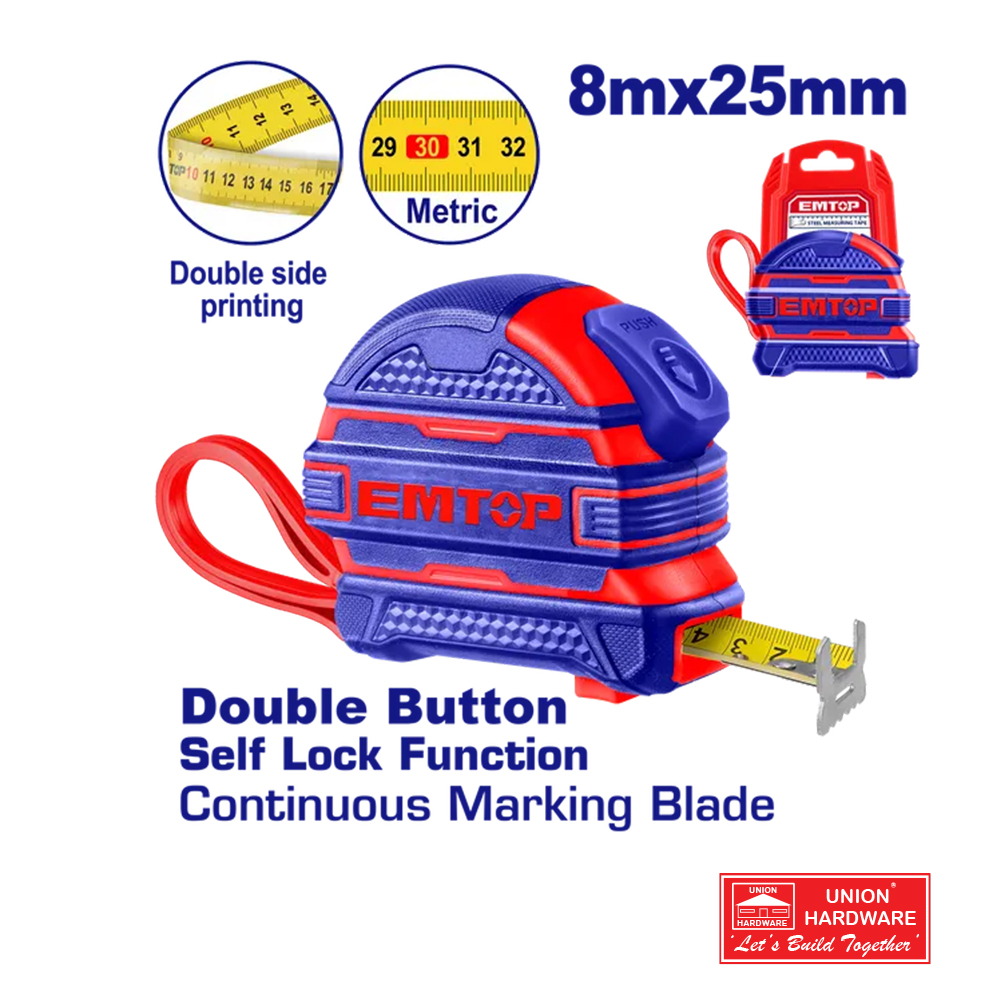 EMTOP TAPE MEASURE STEEL 8M