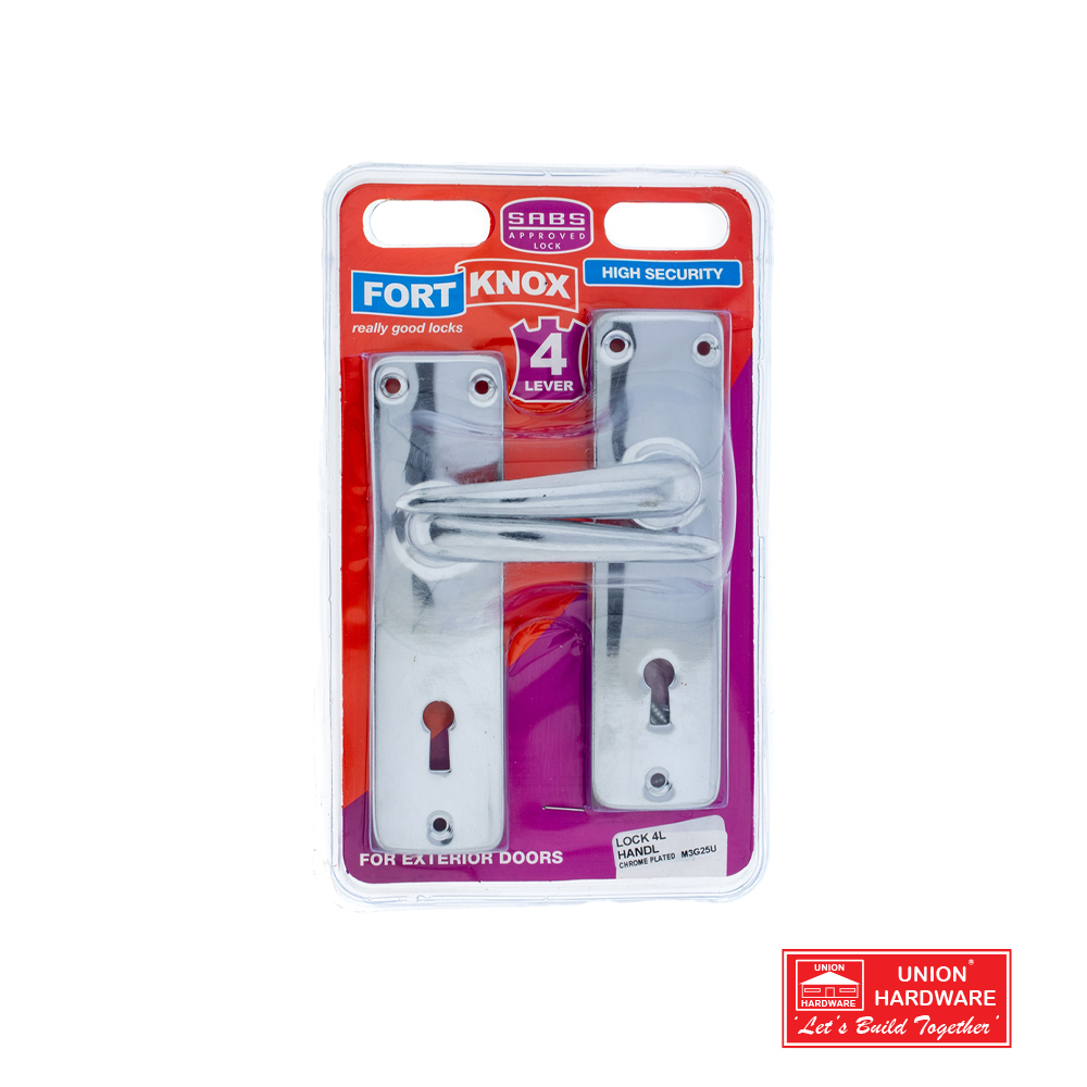 FORT KNOX LOCKSET 4 LEVER HANDLE CHROME PLATED