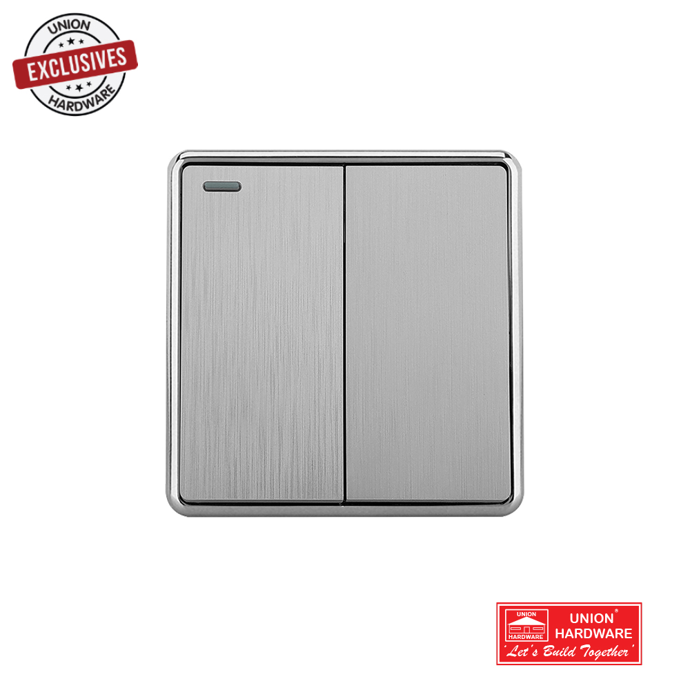 AKKOSTAR 2 GANG 1 WAY SWITCH SILVER