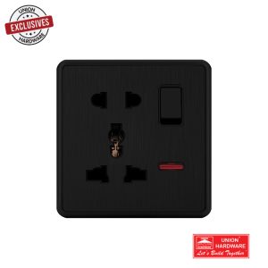AKKOSTAR 2 PIN N 3 PIN MULTIFUNCTION SOCKET BLACK
