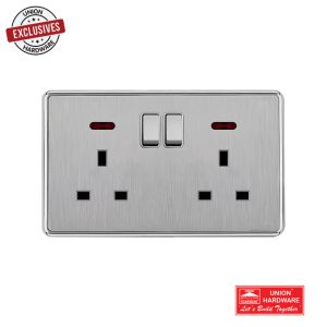 AKKOSTAR 13A SWITCHED DOUBLE SOCKET SILVER
