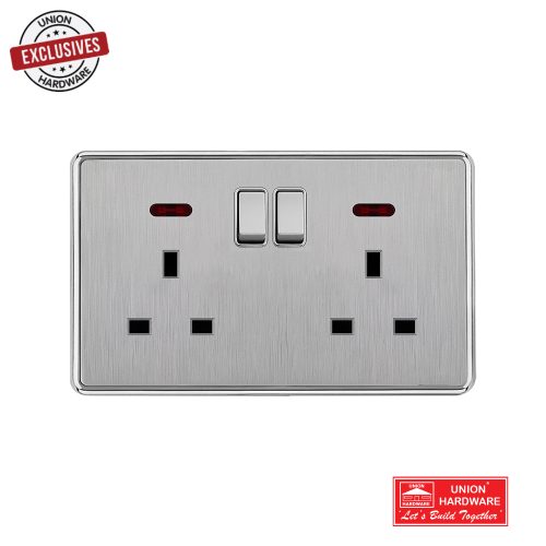 AKKOSTAR 13A SWITCHED DOUBLE  SOCKET SILVER
