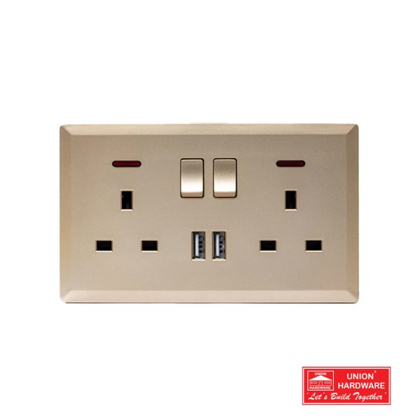 S7048G SWITCH DOUBLE 13A SOCKET WITH 2USB PORT 600x600